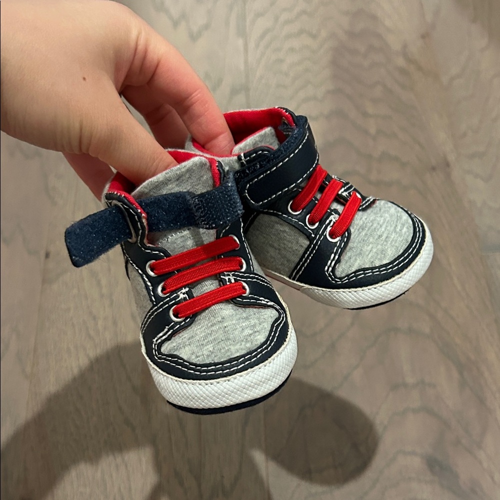 Stylish Kids Sneakers with Red and Black Accents